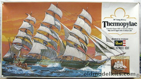 Revell 1/70 The Thermopylae Clipper Ship - 3 Feet Long - With Wood Display Base and Brass Pedestals, 5610 plastic model kit